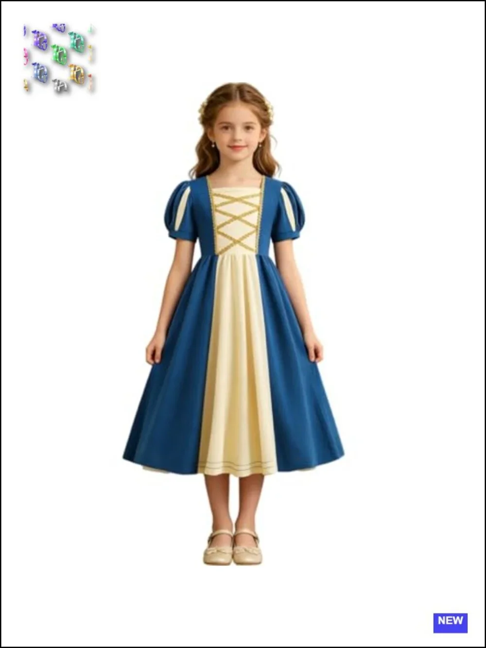 Girls Medieval Princess Costume Dress with Headband Cotton